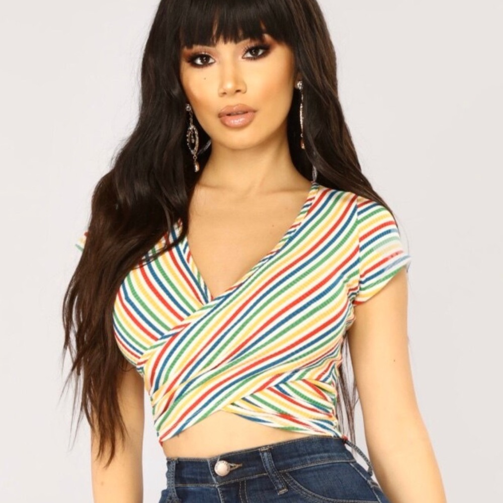 Fashion Nova rainbow crop top